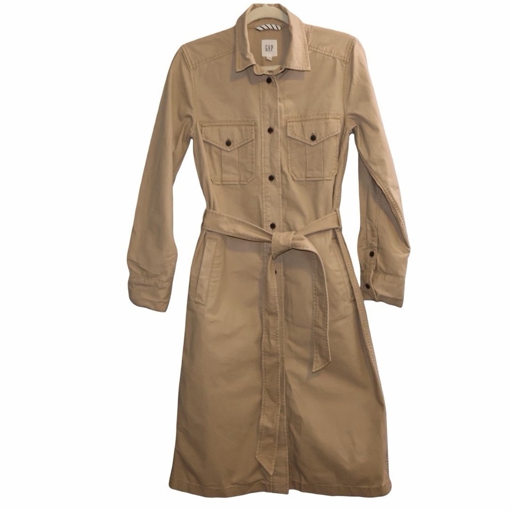 GAP  Khaki Button Down Shirt Dress Utility  Safari Style Size Small. Never Worn‎